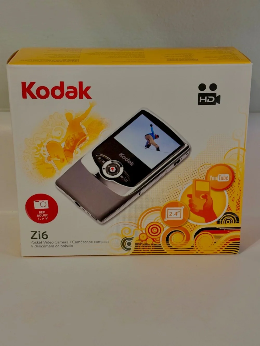 Kodak Zi6 Pocket Video Camcorder Camera HD Retro Tech Red - New, Open Box
